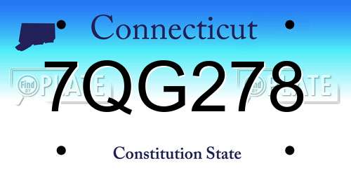 7QG278 Connecticut License Plate