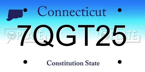 7QGT25 Connecticut License Plate