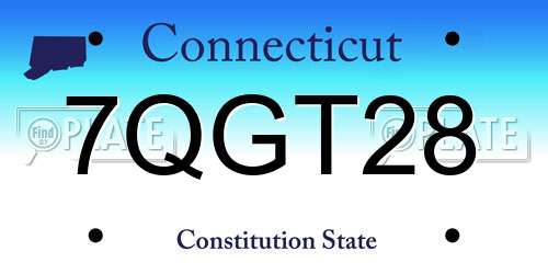 7QGT28 Connecticut License Plate