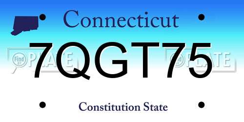 7QGT75 Connecticut License Plate