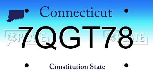 7QGT78 Connecticut License Plate