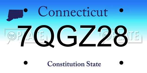 7QGZ28 Connecticut License Plate