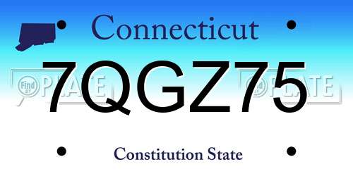 7QGZ75 Connecticut License Plate