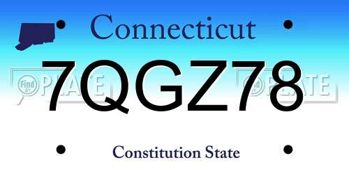 7QGZ78 Connecticut License Plate