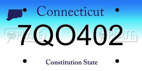 7QO402 Connecticut License Plate