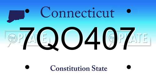 7QO407 Connecticut License Plate