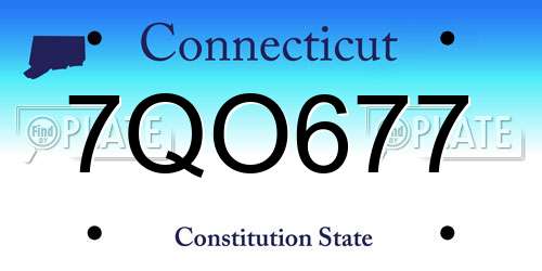 7QO677 Connecticut License Plate
