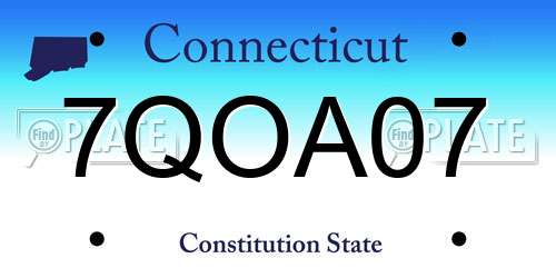 7QOA07 Connecticut License Plate