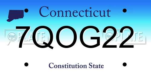 7QOG22 Connecticut License Plate