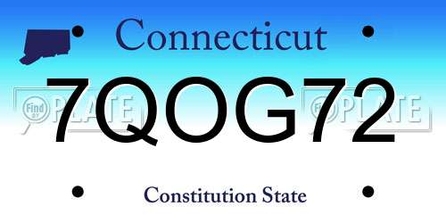 7QOG72 Connecticut License Plate