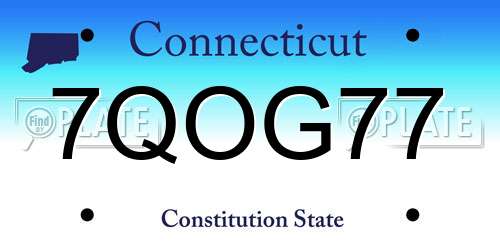 7QOG77 Connecticut License Plate