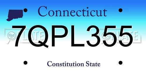 7QPL355 Connecticut License Plate