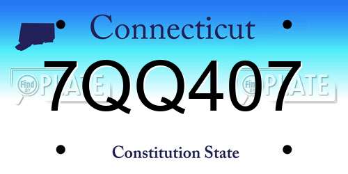 7QQ407 Connecticut License Plate