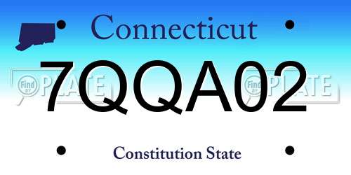 7QQA02 Connecticut License Plate