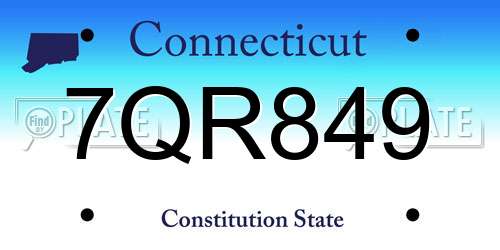 7QR849 Connecticut License Plate