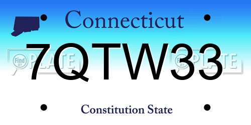 7QTW33 Connecticut License Plate
