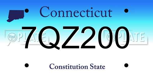 7QZ200 Connecticut License Plate