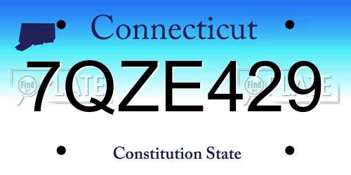 7QZE429 Connecticut License Plate