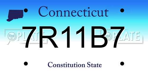 7R11B7 Connecticut License Plate