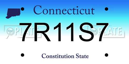 7R11S7 Connecticut License Plate