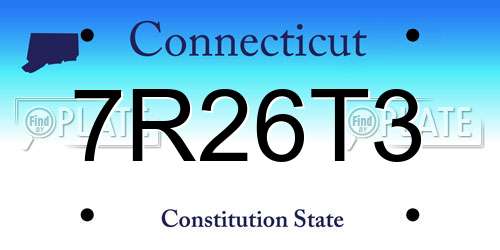 7R26T3 Connecticut License Plate