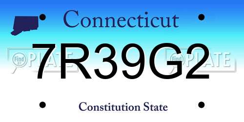 7R39G2 Connecticut License Plate