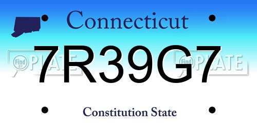 7R39G7 Connecticut License Plate