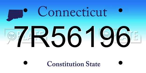 7R56196 Connecticut License Plate