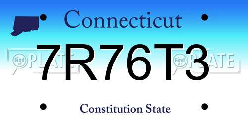 7R76T3 Connecticut License Plate