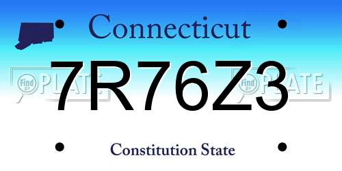 7R76Z3 Connecticut License Plate