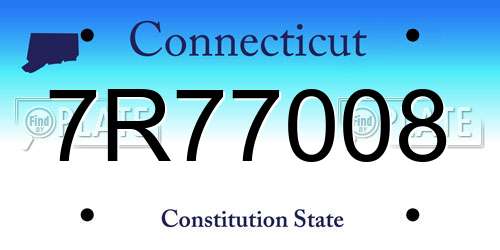 7R77008 Connecticut License Plate
