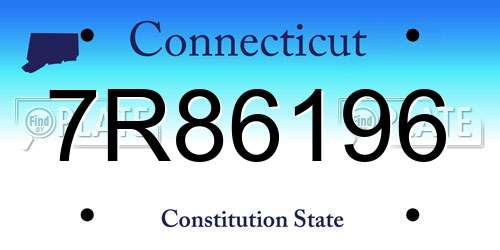 7R86196 Connecticut License Plate
