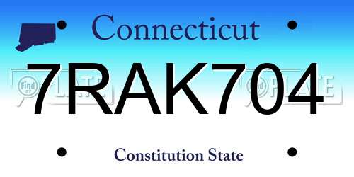 7RAK704 Connecticut License Plate