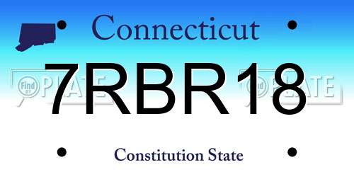 7RBR18 Connecticut License Plate