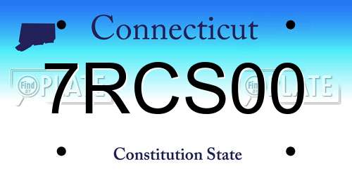 7RCS00 Connecticut License Plate