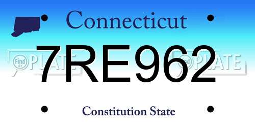 7RE962 Connecticut License Plate