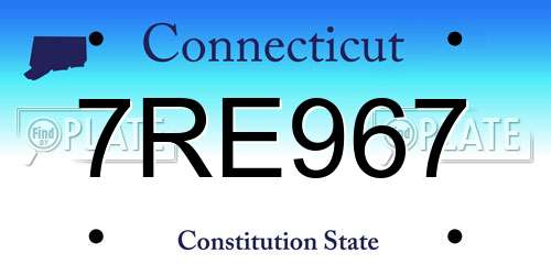 7RE967 Connecticut License Plate