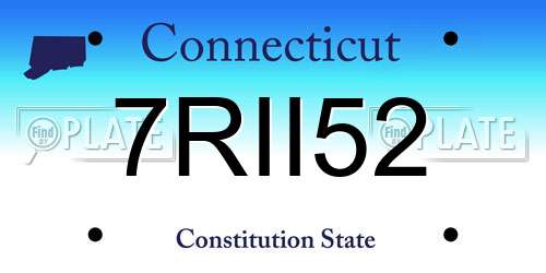 7RII52 Connecticut License Plate