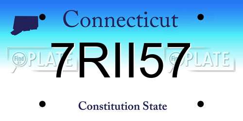 7RII57 Connecticut License Plate