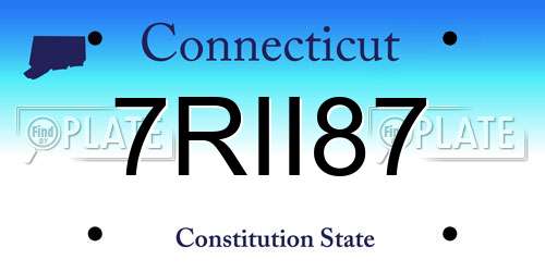 7RII87 Connecticut License Plate