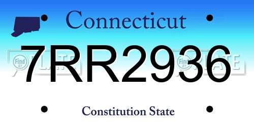 7RR2936 Connecticut License Plate