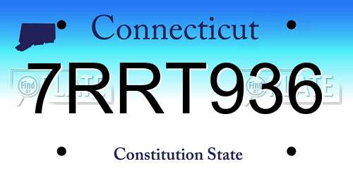 7RRT936 Connecticut License Plate
