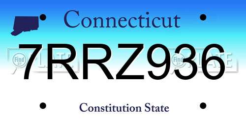 7RRZ936 Connecticut License Plate