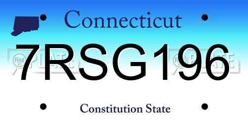 7RSG196 Connecticut License Plate