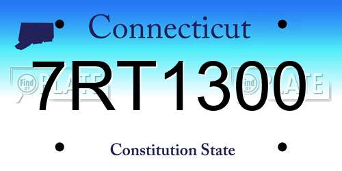 7RT1300 Connecticut License Plate
