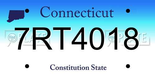7RT4018 Connecticut License Plate