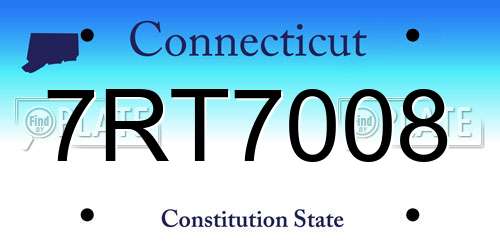 7RT7008 Connecticut License Plate