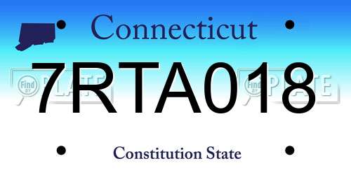 7RTA018 Connecticut License Plate