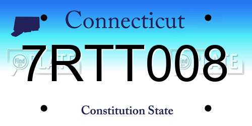7RTT008 Connecticut License Plate