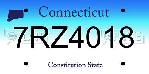 7RZ4018 Connecticut License Plate